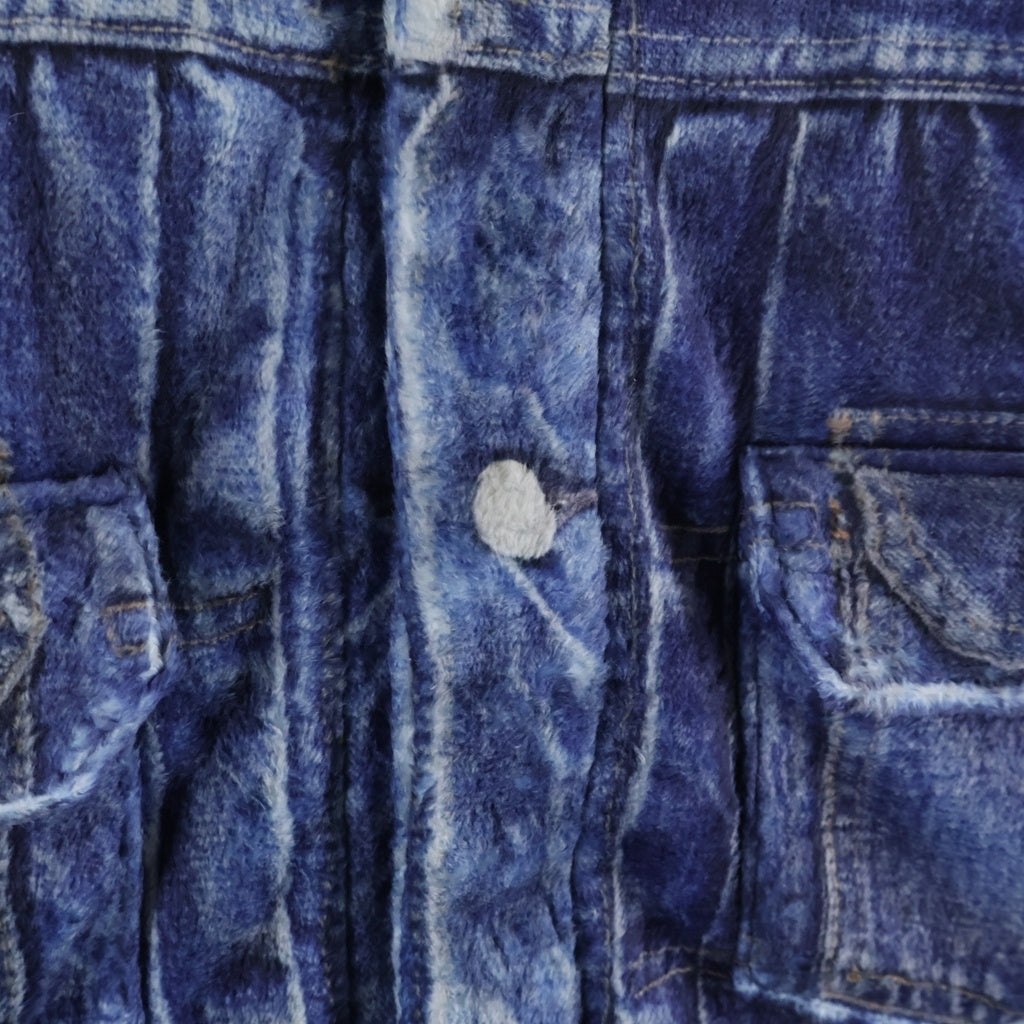 TALKING ABOUT THE ABSTRACTION(トーキング アバウト ザ アブストラクション) 25AW DENIM PRINT FUR JKT デニムプリント ファー ジップアップジャケット インディゴ 2526AW-J-001