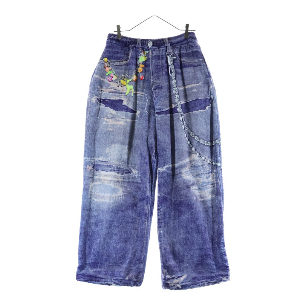 TALKING ABOUT THE ABSTRACTION(トーキング アバウト ザ アブストラクション) 25AW FLEECE DENIM PRINT WIDE PANTS フリースデニムプリント イージーワイドパンツ インディゴ 2526AW-PT-005