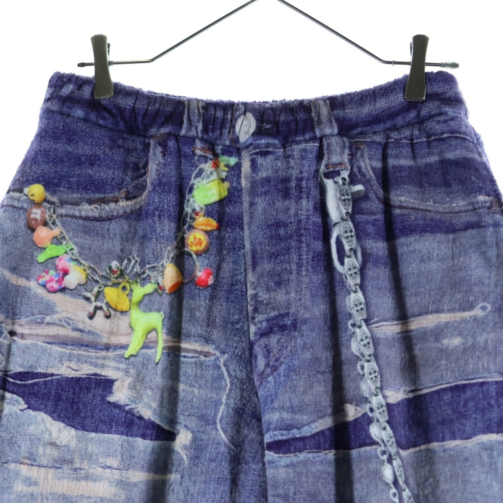 TALKING ABOUT THE ABSTRACTION(トーキング アバウト ザ アブストラクション) 25AW FLEECE DENIM PRINT WIDE PANTS フリースデニムプリント イージーワイドパンツ インディゴ 2526AW-PT-005