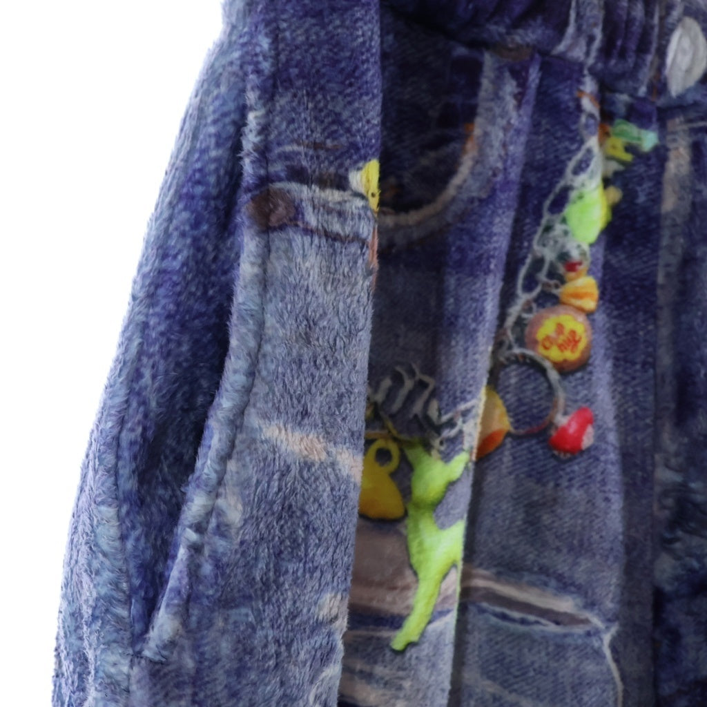 TALKING ABOUT THE ABSTRACTION(トーキング アバウト ザ アブストラクション) 25AW FLEECE DENIM PRINT WIDE PANTS フリースデニムプリント イージーワイドパンツ インディゴ 2526AW-PT-005