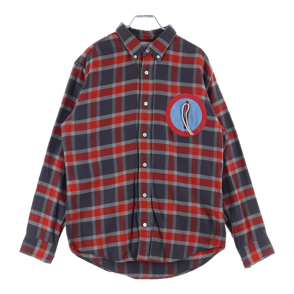 VISVIM(ヴィスヴィム) JUNEAU WELD CHECK L/S 胸ジッパーデザイン 長袖チェックボタンダウンシャツ レッド/グレー VS0001922