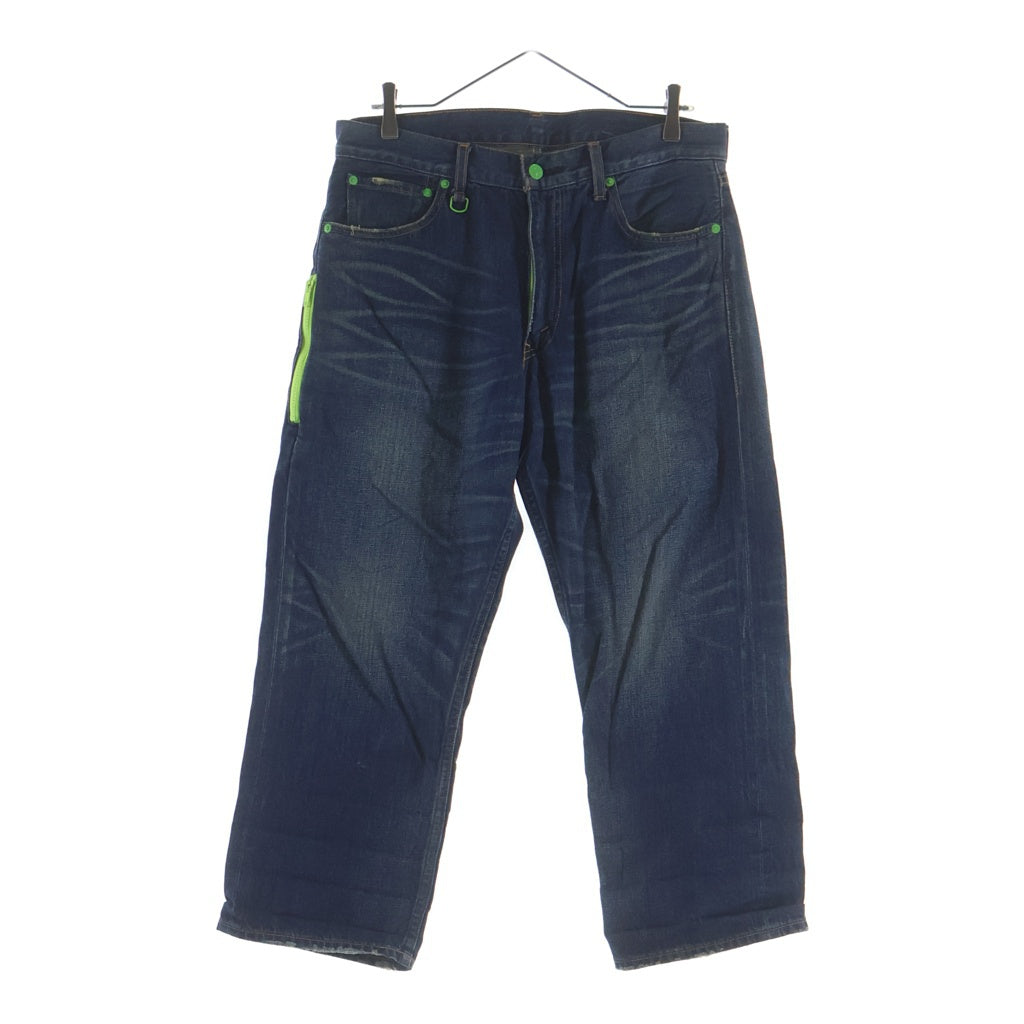Levi's(リーバイス) FENOM ×FRAGMENT DESIGN 505-0207 フェノム フラグメント バックロゴデザイン ジップフライデニムパンツ インディゴ/グリーン FMSHT-0013