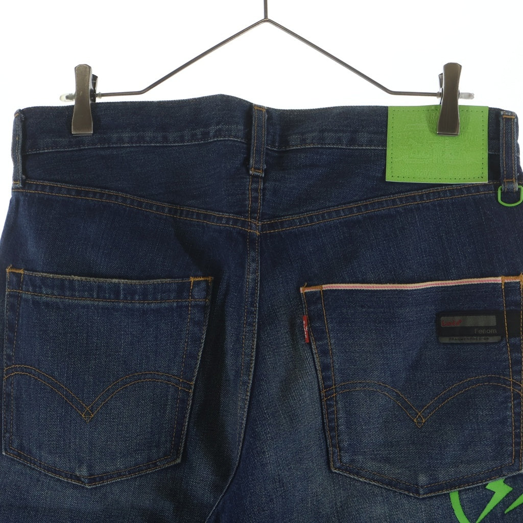 Levi's(リーバイス) FENOM ×FRAGMENT DESIGN 505-0207 フェノム フラグメント バックロゴデザイン ジップフライデニムパンツ インディゴ/グリーン FMSHT-0013