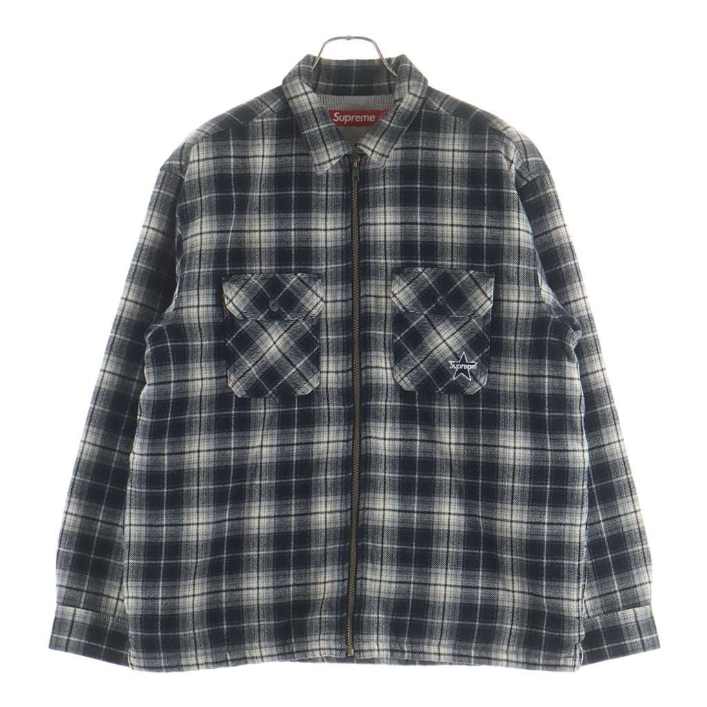 SUPREME(シュプリーム) 25AW Thermal Lined Zip Up Flannel Shirt サーマル フランネル ジップアップ フランネル チェックシャツジャケット ブラック/ホワイト