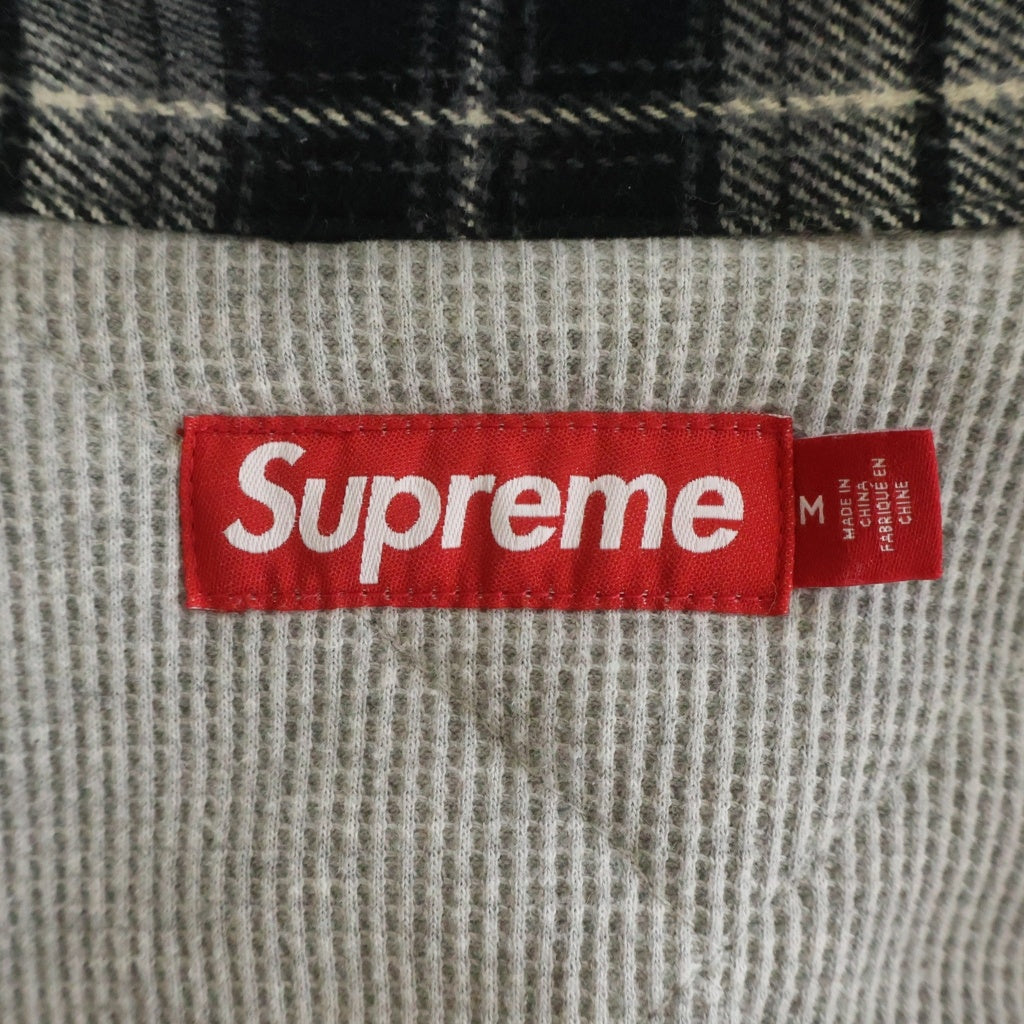SUPREME(シュプリーム) 25AW Thermal Lined Zip Up Flannel Shirt サーマル フランネル ジップアップ フランネル チェックシャツジャケット ブラック/ホワイト