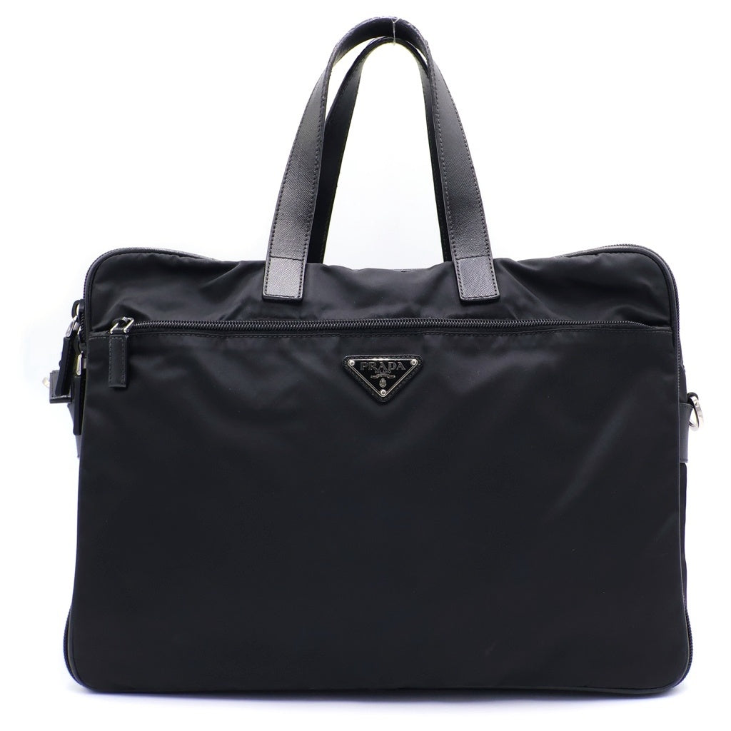 PRADA(プラダ) RE-NYLON リナイロン サフィアーノレザー トライアングルロゴ ボストンバッグ ブラック 2VC796