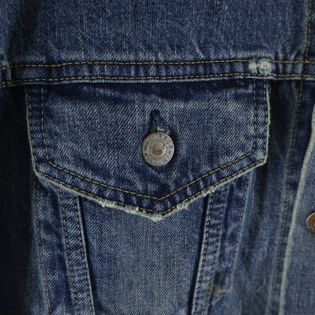 MINEDENIM(マインデニム) 21AW ×OLD PARK DENIM TRUCKER JKT PONCHO オールドパーク デニム切り替え ノバチェックポンチョ インディゴ/ブラウン MND-21AWOP002-85-002