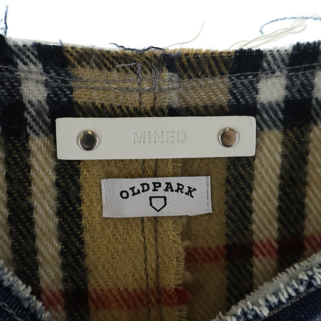 MINEDENIM(マインデニム) 21AW ×OLD PARK DENIM TRUCKER JKT PONCHO オールドパーク デニム切り替え ノバチェックポンチョ インディゴ/ブラウン MND-21AWOP002-85-002