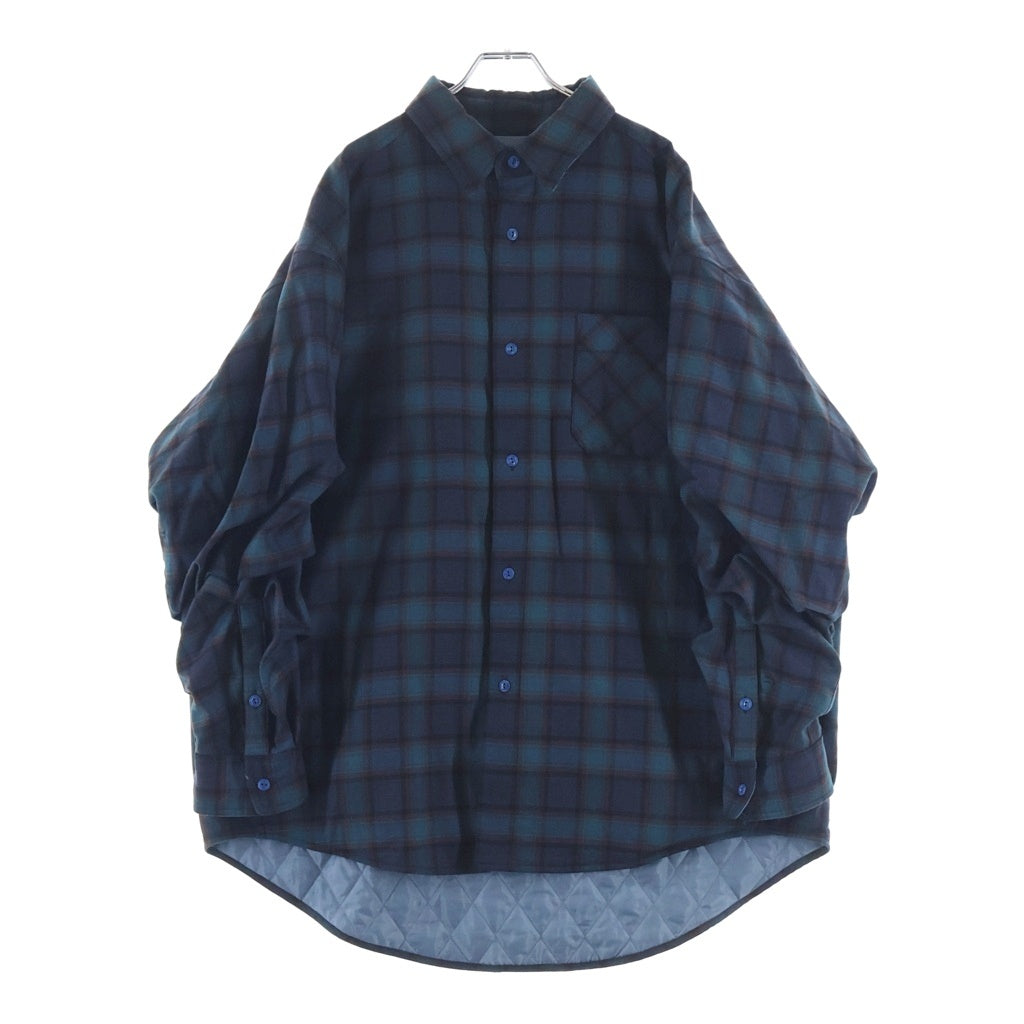 FACETASM(ファセッタズム) 21AW SUPER BIG CHECK SHIRT スーパービッグ チェックシャツ パデッドジャケット ブルー CSW-SH-U01