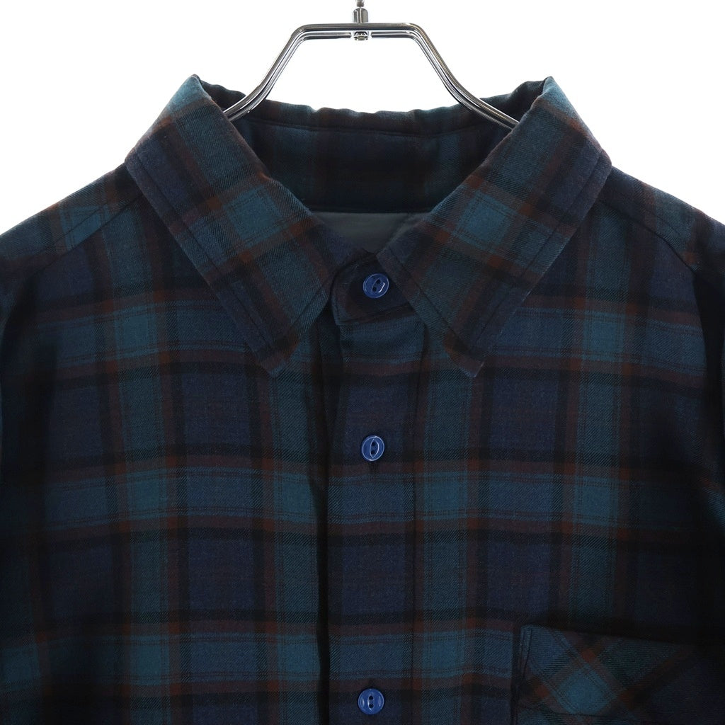 FACETASM(ファセッタズム) 21AW SUPER BIG CHECK SHIRT スーパービッグ チェックシャツ パデッドジャケット ブルー CSW-SH-U01