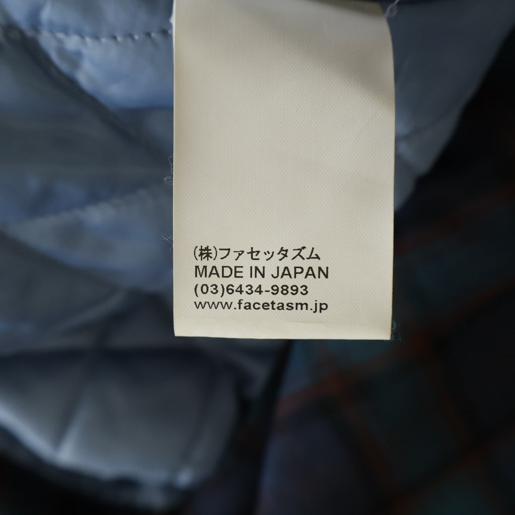 FACETASM(ファセッタズム) 21AW SUPER BIG CHECK SHIRT スーパービッグ チェックシャツ パデッドジャケット ブルー CSW-SH-U01