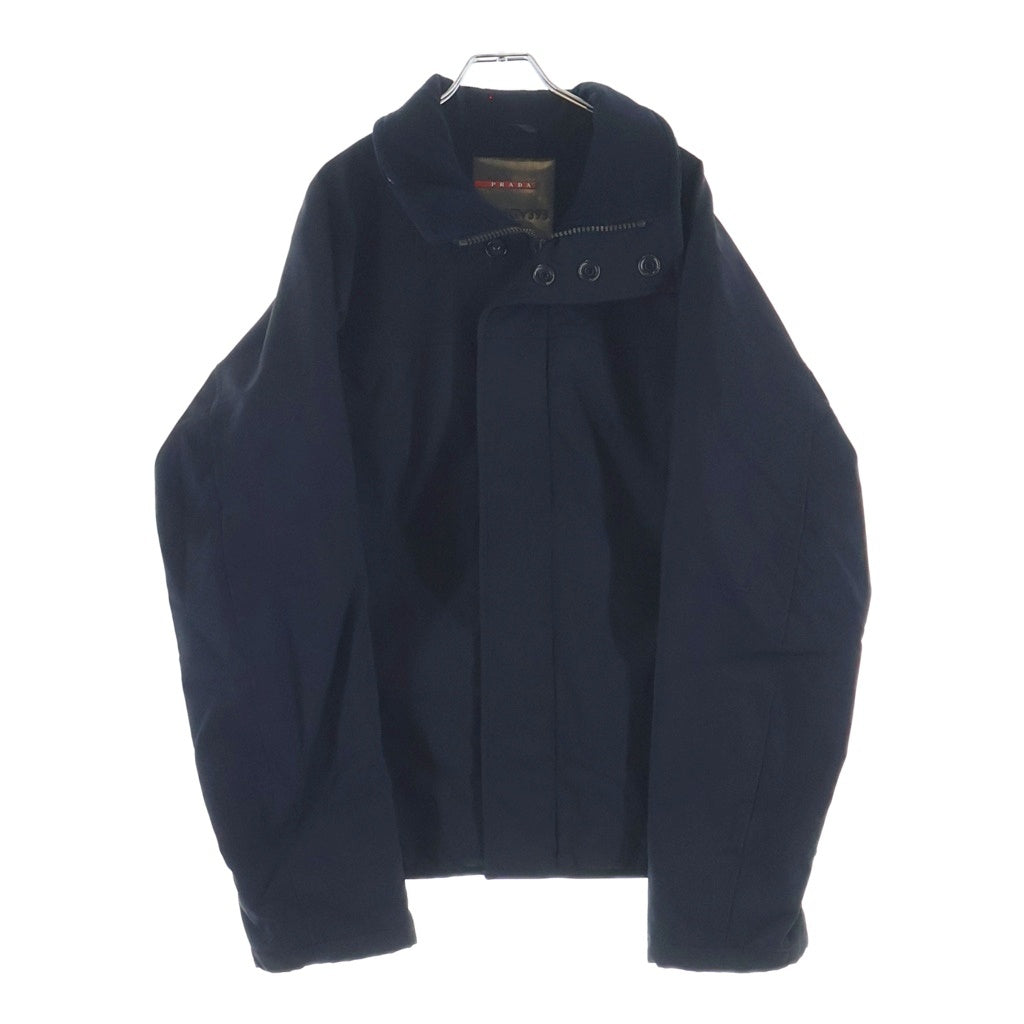 PRADA SPORT(プラダ スポーツ) NYLON BLOUSON 裏フリース ジップアップ スタンドカラー ナイロンジャケット ブルゾン ブラック SGV393