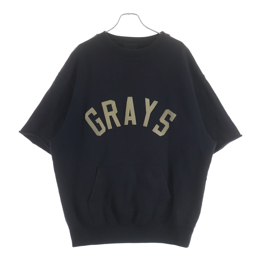 FEAR OF GOD(フィアオブゴッド) 21SS 7TH COLLECTION GRAYS 3/4 SWEATSHIRT グレイス フロントロゴ クルーネック半袖スウェットシャツ ブラック FG50-034FCL