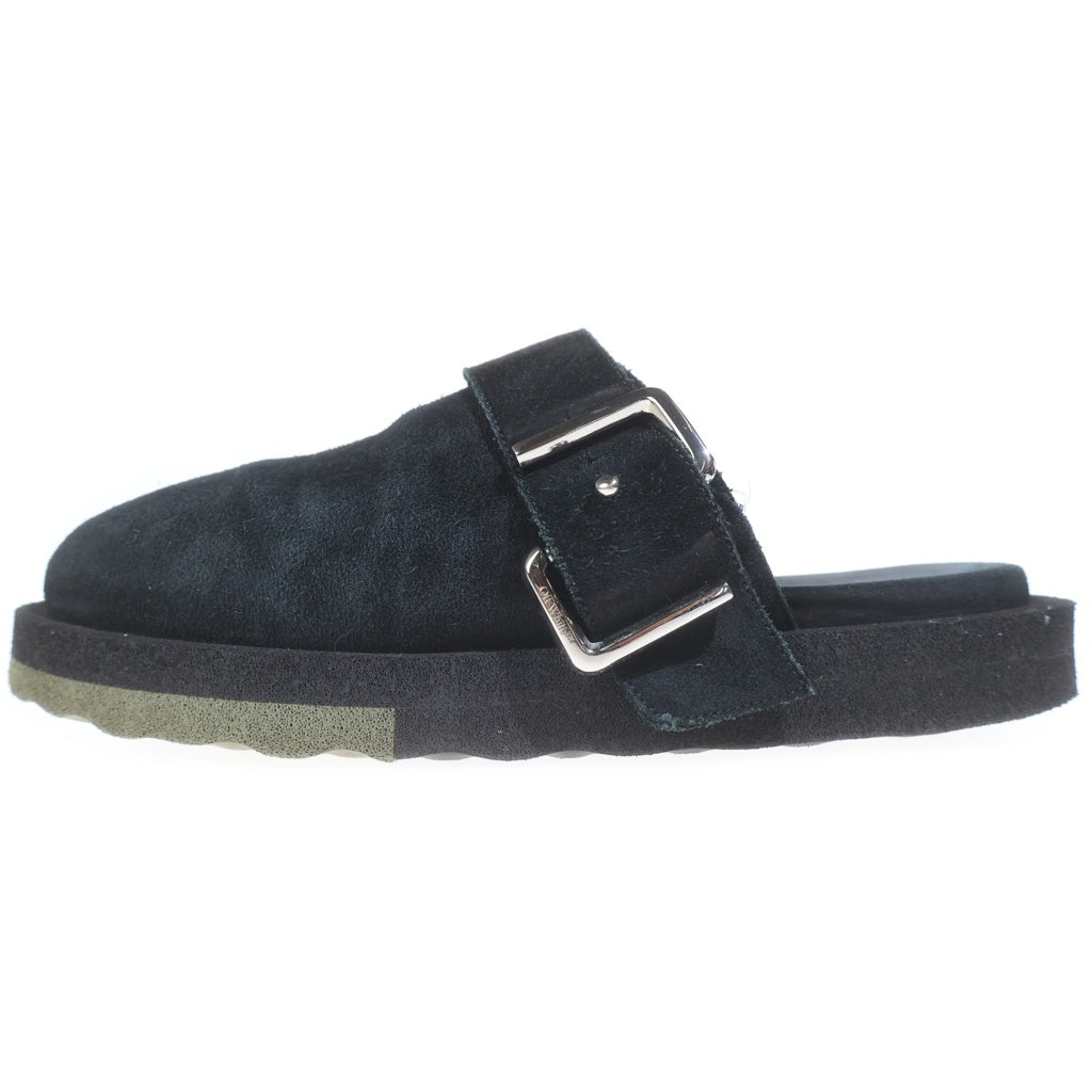OFF-WHITE(オフホワイト) COMFORT LEATHER SLIPPER スポンジソール ベルテッドデザイン スウェード スリッポン サンダル ミュール ブラック