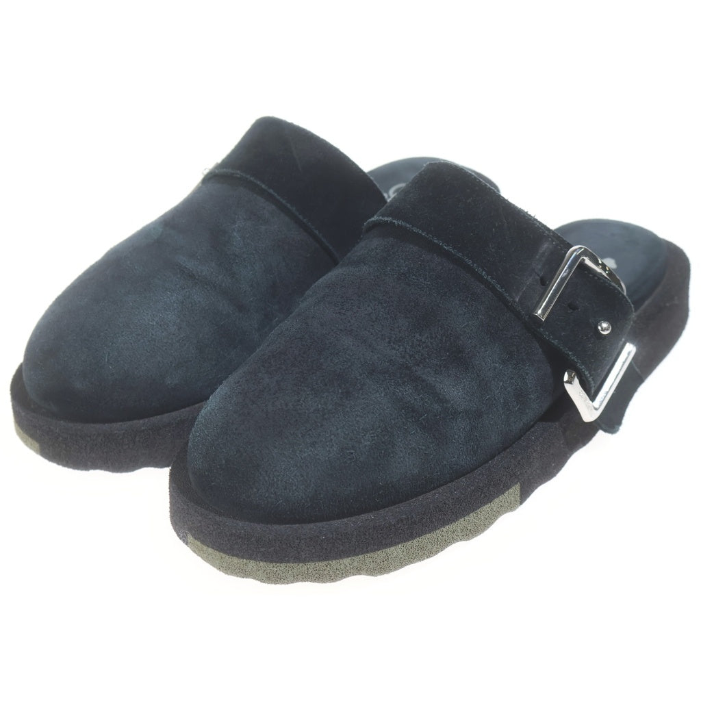 OFF-WHITE(オフホワイト) COMFORT LEATHER SLIPPER スポンジソール ベルテッドデザイン スウェード スリッポン サンダル ミュール ブラック