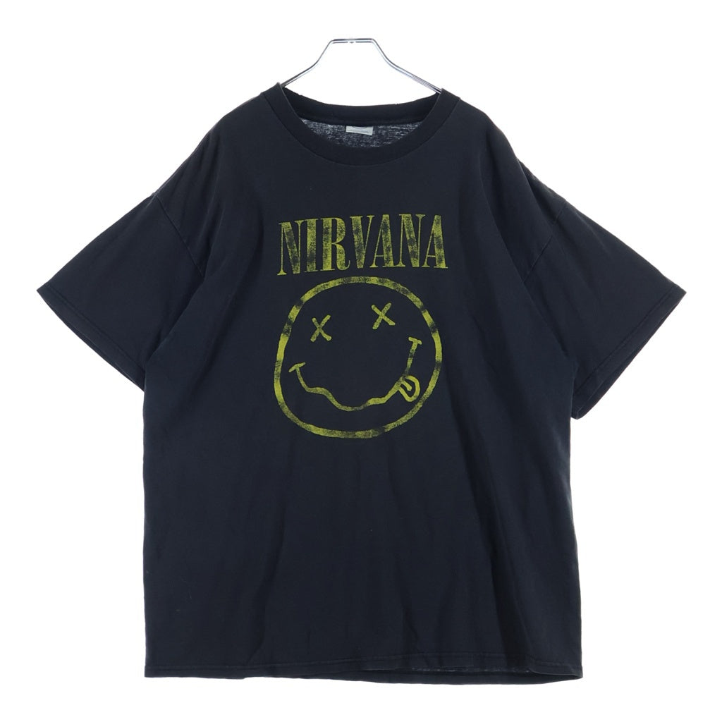 VINTAGE(ヴィンテージ) 00S VINTAGE NIRVANA Y2K SMILE DELTA ヴィンテージ ニルヴァーナ スマイル 両面プリント クルーネック 半袖Tシャツ カットソー ブラック