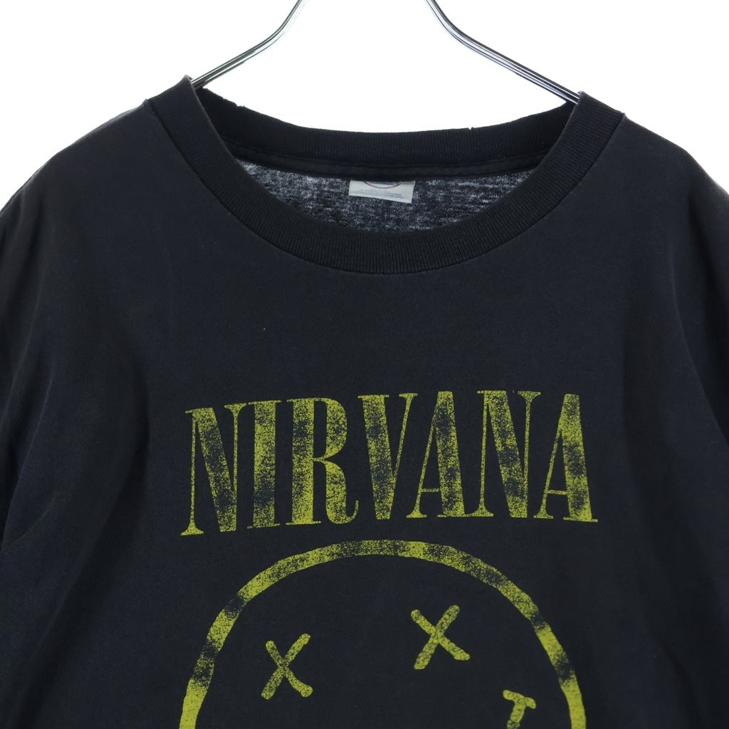 VINTAGE(ヴィンテージ) 00S VINTAGE NIRVANA Y2K SMILE DELTA ヴィンテージ ニルヴァーナ スマイル 両面プリント クルーネック 半袖Tシャツ カットソー ブラック