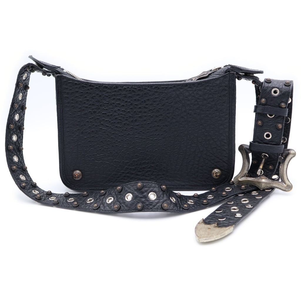 THUG CLUB(サグクラブ) DRAGON BERT BAG ドラゴン ベルテッドデザイン スタッズ シルバー金具 レザー ショルダーバッグ ブラック レディース