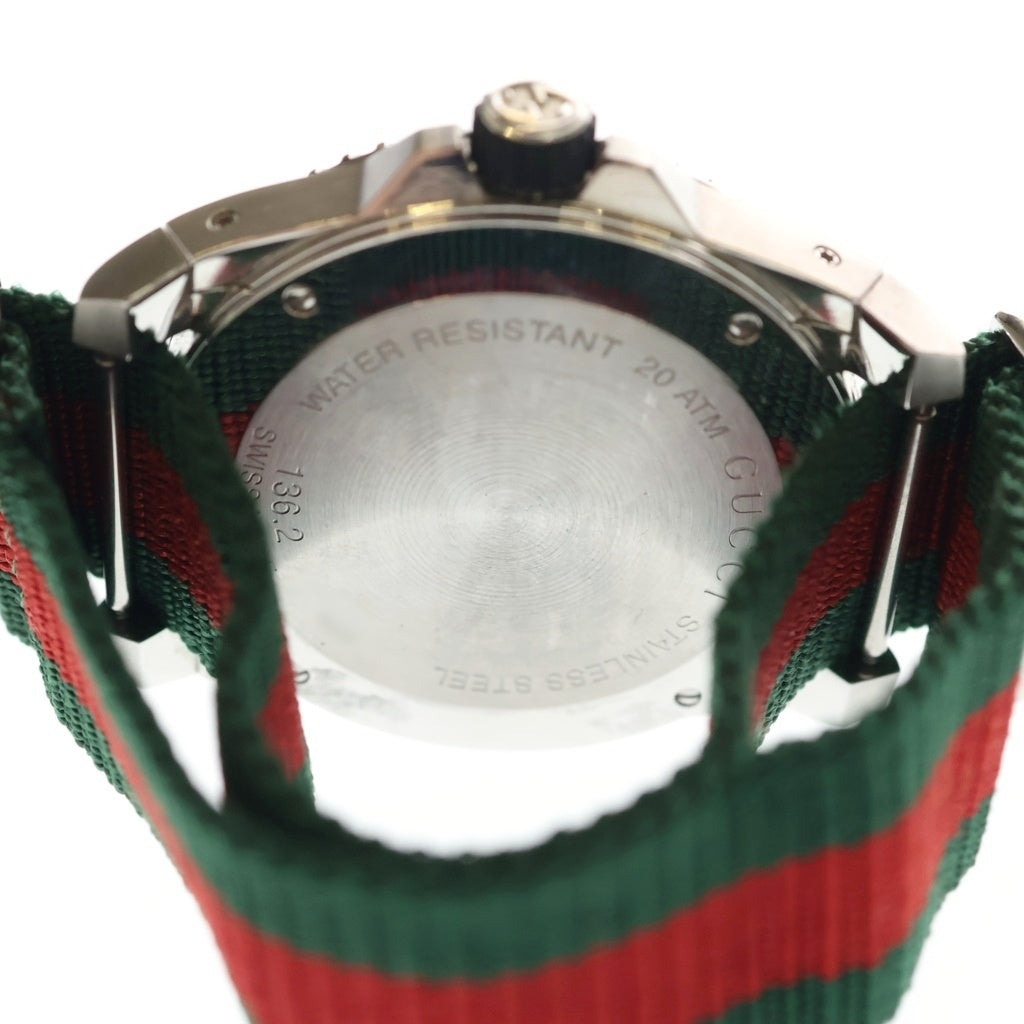 GUCCI(グッチ) DIVE クォーツ ナイロンベルト ブラック文字盤 アナログウォッチ 腕時計 シルバー/ブラック YA136209