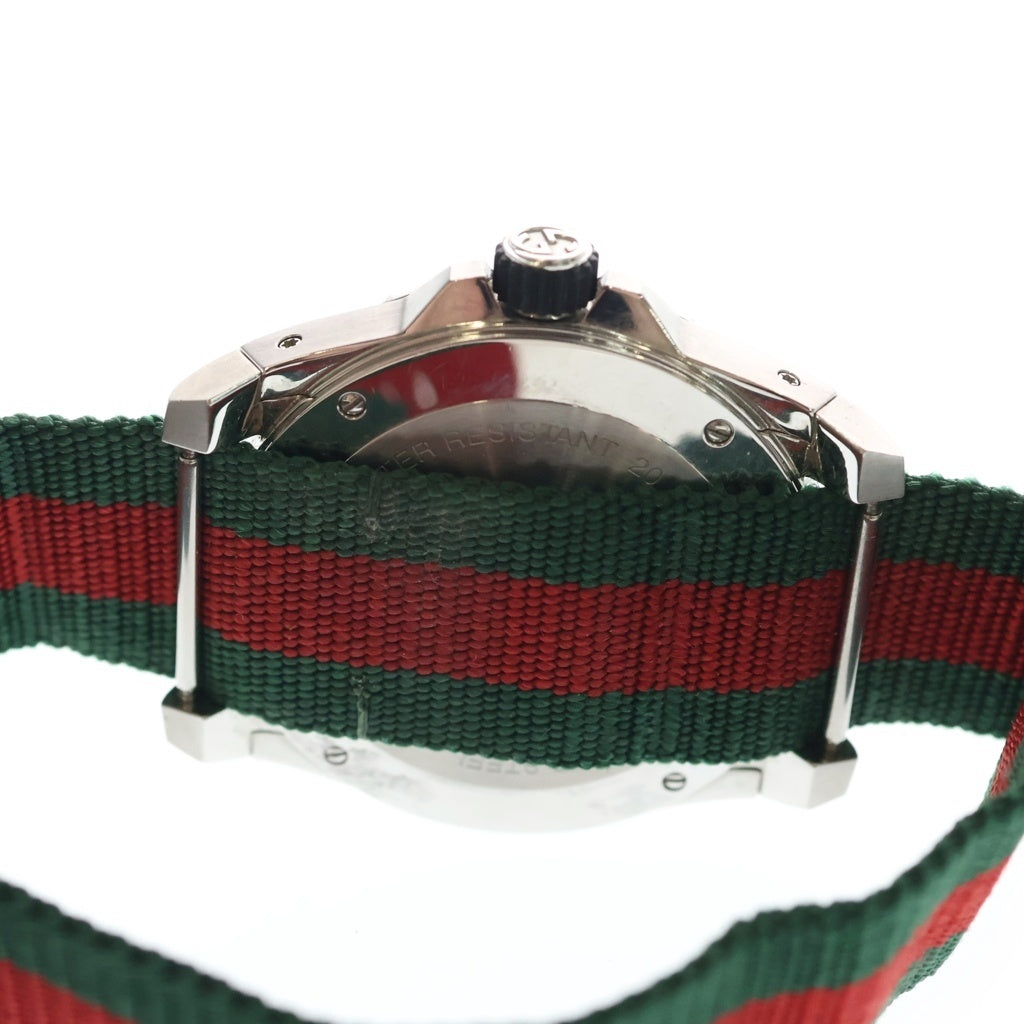 GUCCI(グッチ) DIVE クォーツ ナイロンベルト ブラック文字盤 アナログウォッチ 腕時計 シルバー/ブラック YA136209
