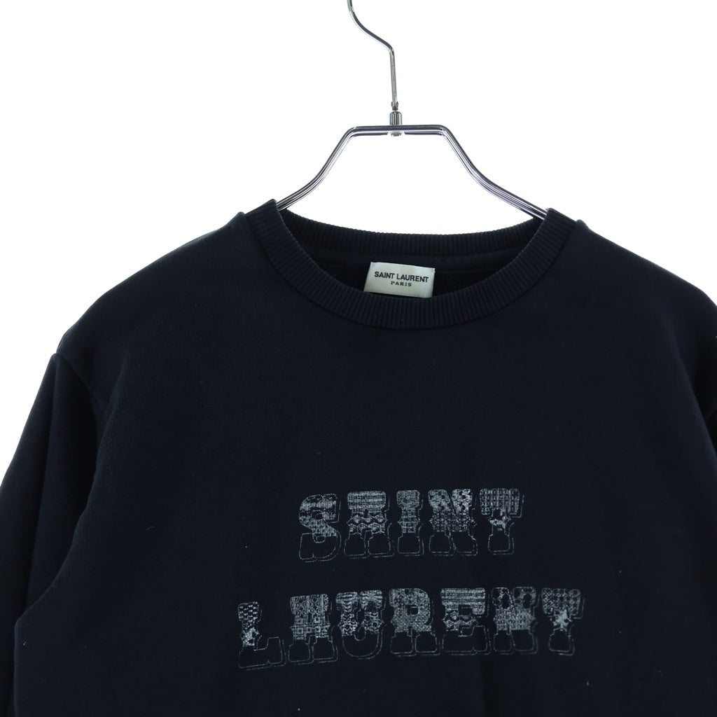 SAINT LAURENT PARIS(サンローランパリ) フロントロゴプリント クルーネック スウェット トレーナー ブラック レディース 538364 YB2YK