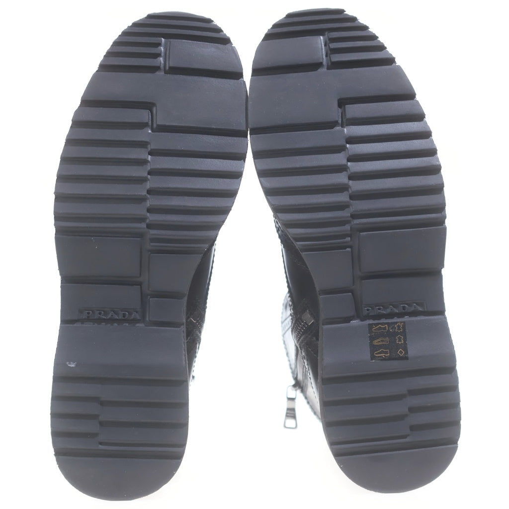 PRADA SPORT(プラダ スポーツ) ウイングチップ サイドジップ レザー レースアップブーツ ブラック レディース 3T5938
