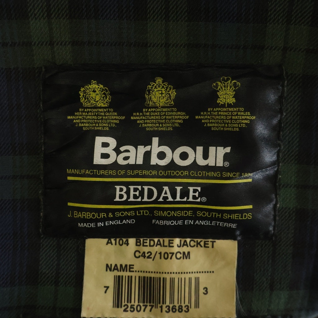 Barbour(バブアー) 90S VINTAGE BEDALE ビデイル 3ワラント 裏地タータンチェック オイルドジャケット ブラウン A104
