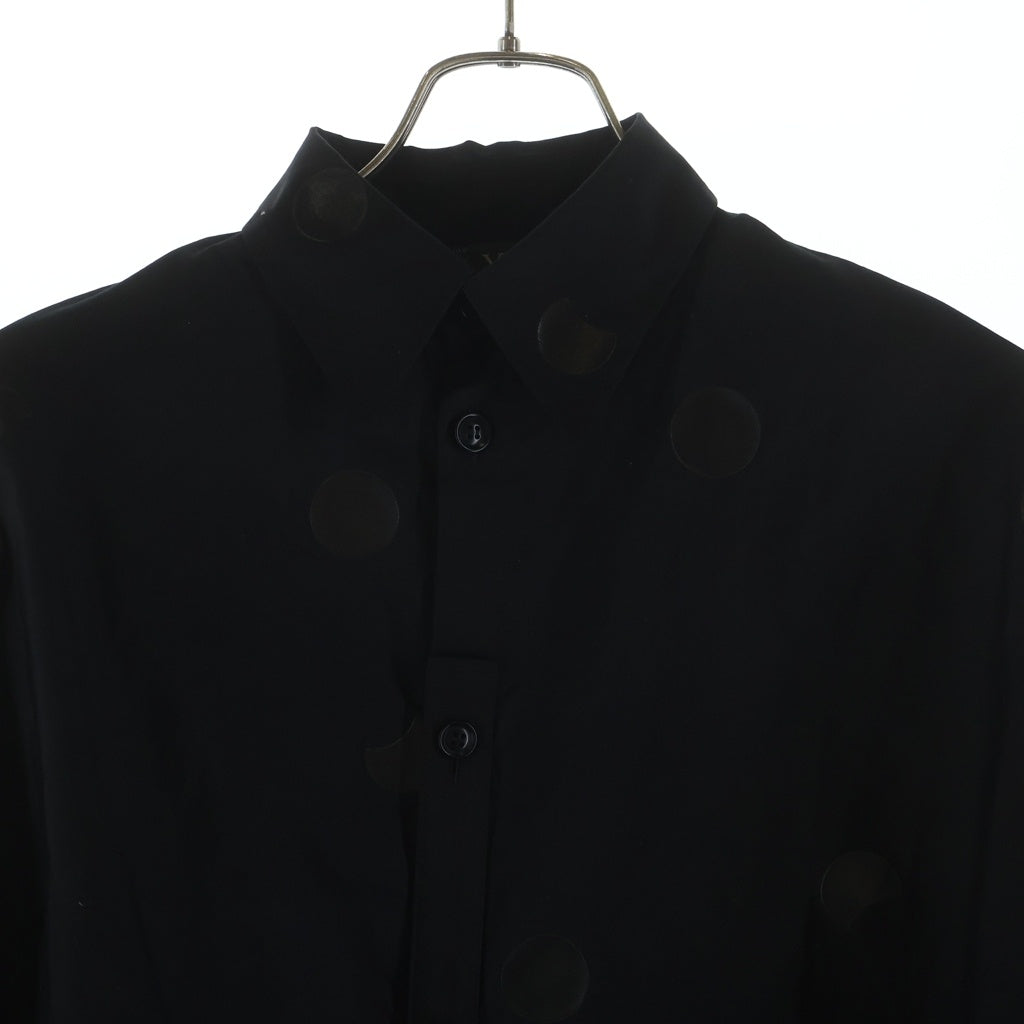 Y's(ワイズ) 100/2 BROAD DOT PIGMENT PRINT BLOUSE ブロード ドット ピグメント プリント ブラウス 半袖シャツ レディース ブラック YQ-B05-025