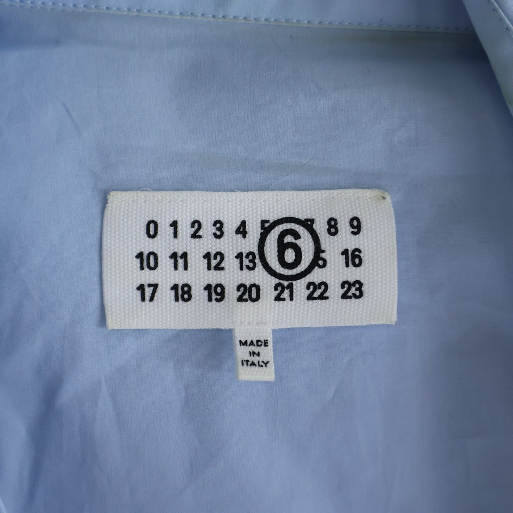 MM6 Maison Margiela(エムエムシックスメゾンマルジェラ) フロントロゴプリント コットン 半袖シャツ ブルー SH2DR0004