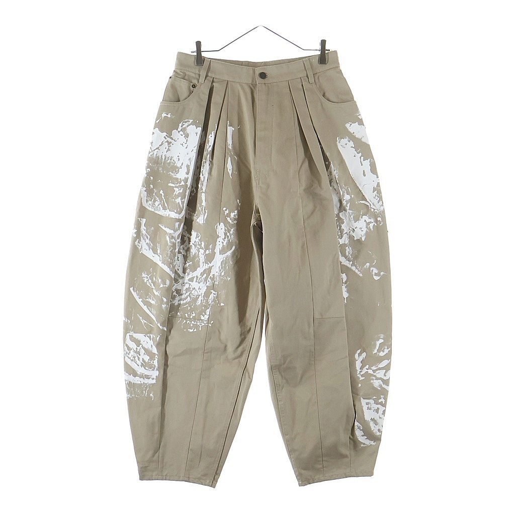 HED MAYNER(ヘドメイナー) 25AW COTTON TWILL PAINTED PANTS コットン ツイル ペインテッド ワイドパンツ ベージュ HMMB67030S