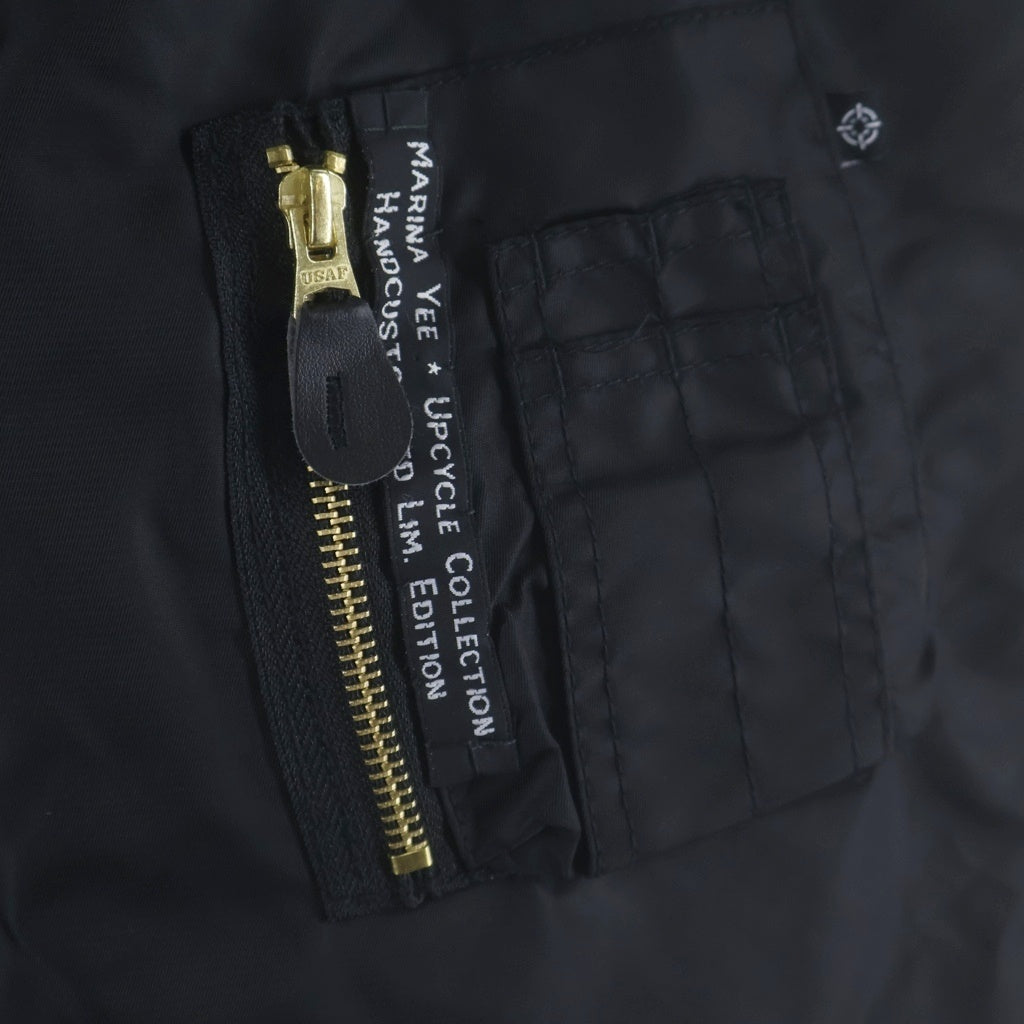 NO BRAND(ノーブランド) MARINA YEE (マリナイー) CUSTOMIZED BOMBER JACKET MA-1 カスタマイズド デニムドッキング ボンバージャケット ブラック/インディゴ 616-37445