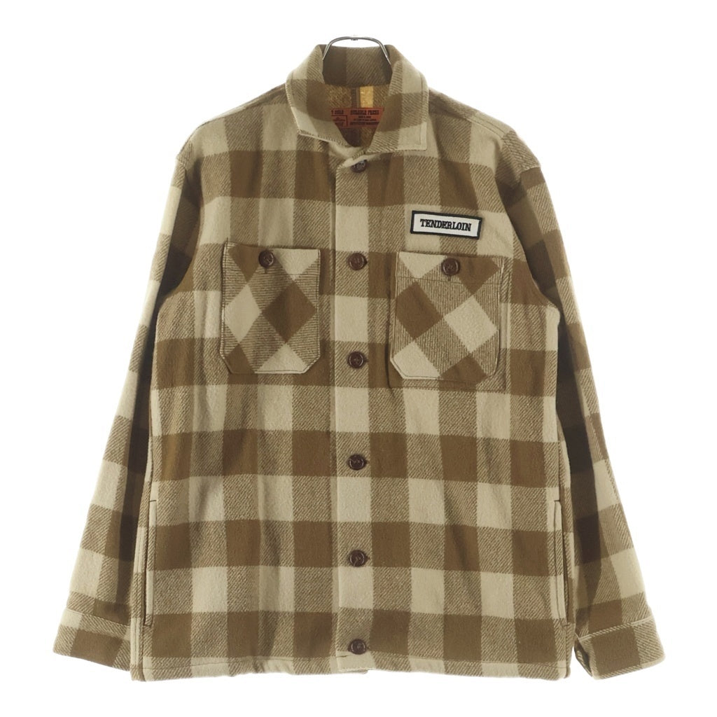 TENDERLOIN(テンダーロイン) T-BUFFALO JKT Tバッファロー くるみボタン チェック柄ウールジャケット ブラウン