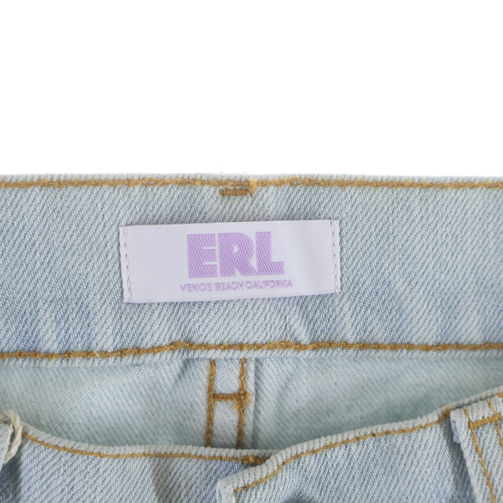 ERL(イーアールエル) ダメージ加工 ジップフライ ブーツカットデニムパンツ インディゴ