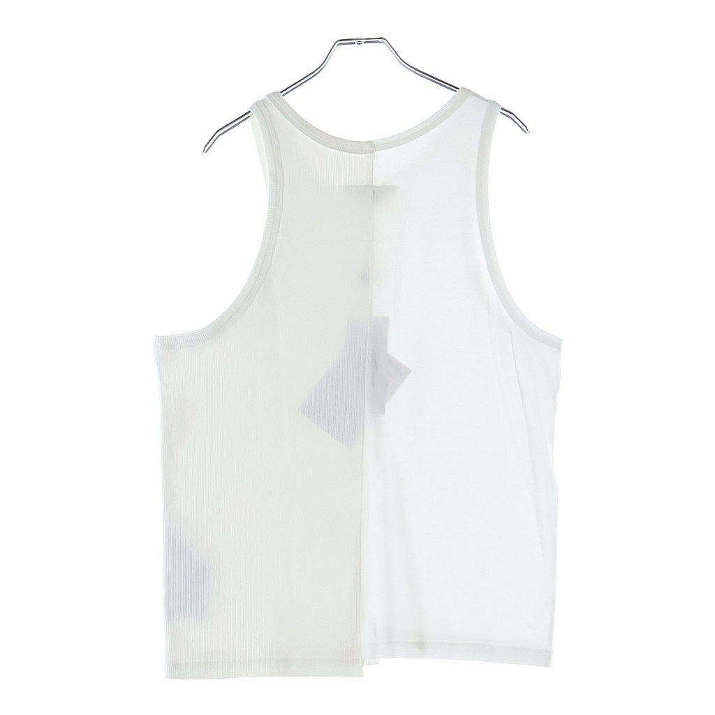 Maison Margiela(メゾンマルジェラ) 23SS 再構築 ドッキング加工 タンクトップ ノースリーブカットソー ホワイト S52NL0061