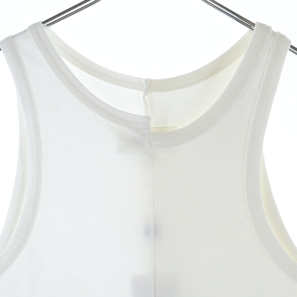 Maison Margiela(メゾンマルジェラ) 23SS 再構築 ドッキング加工 タンクトップ ノースリーブカットソー ホワイト S52NL0061