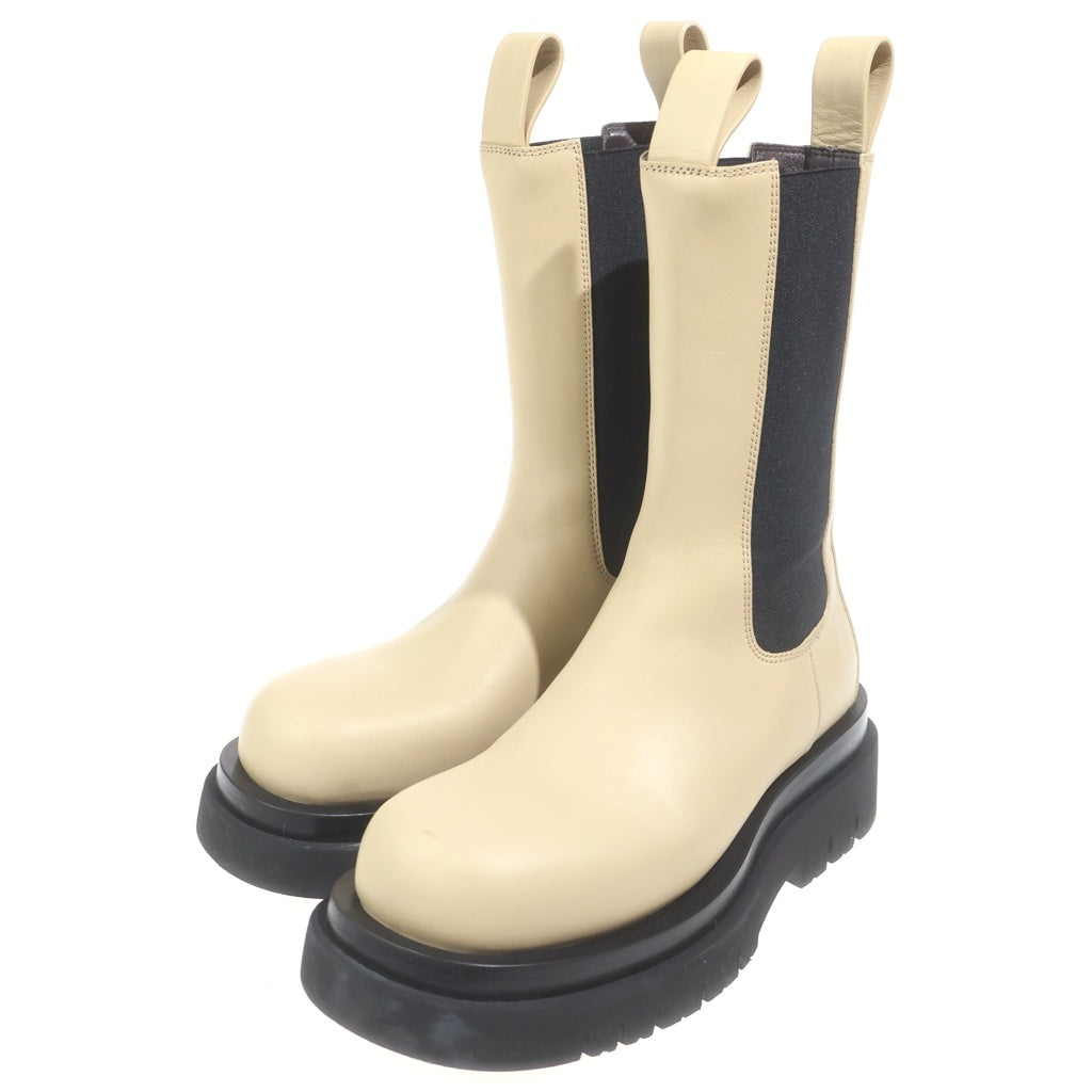 BOTTEGA VENETA(ボッテガヴェネタ) LUG BOOTS ラグ サイドゴア レザーロングブーツ レディース ベージュ