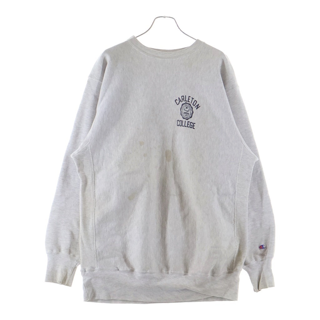 CHAMPION(チャンピオン) 90S REVERSE WEAVE CARLETON COLLEGE リバースウィーブ 刺繍タグ カールトンカレッジ クルーネックスウェット トレーナー グレー