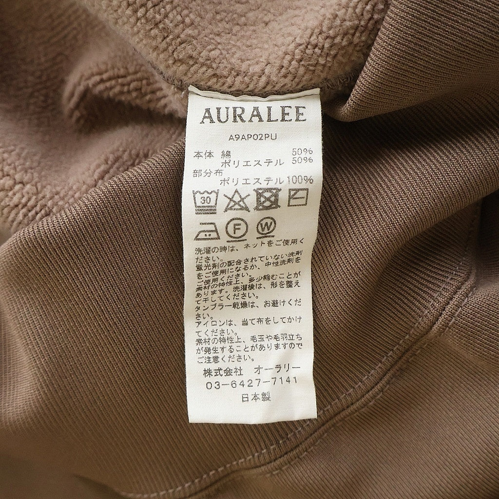 AURALEE(オーラリー) 19AW BAGGY POLYESTER SWEAT HALF ZIP P/O バギー ポリエステル スウェット ハーフジップ プルオーバー ピンク A9AP02PU