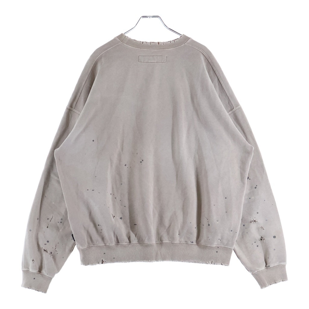 NEIGHBORHOOD(ネイバーフッド) 23AW DAMAGE SWEATSHIRT LS ダメージ加工 クルーネックスウェットトレーナー グレージュ 232OKNH-CSM01