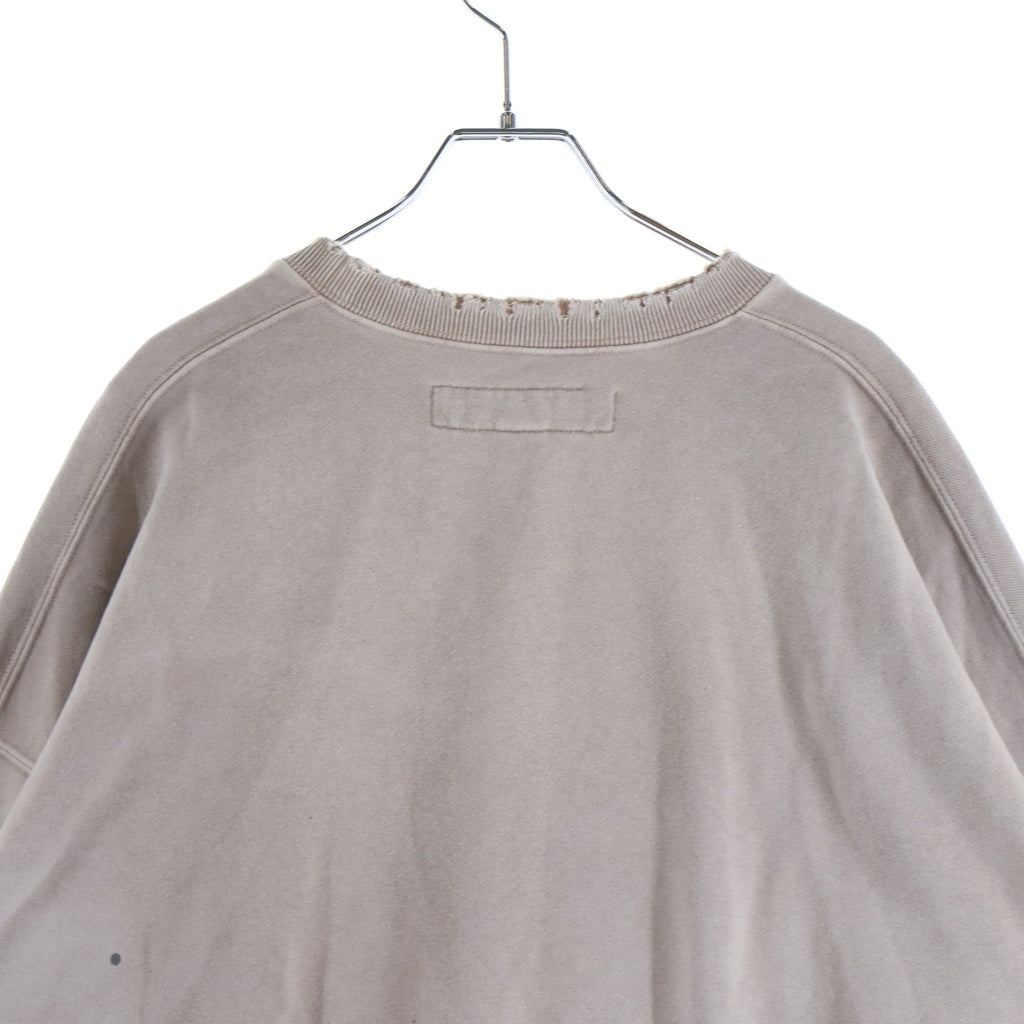 NEIGHBORHOOD(ネイバーフッド) 23AW DAMAGE SWEATSHIRT LS ダメージ加工 クルーネックスウェットトレーナー グレージュ 232OKNH-CSM01