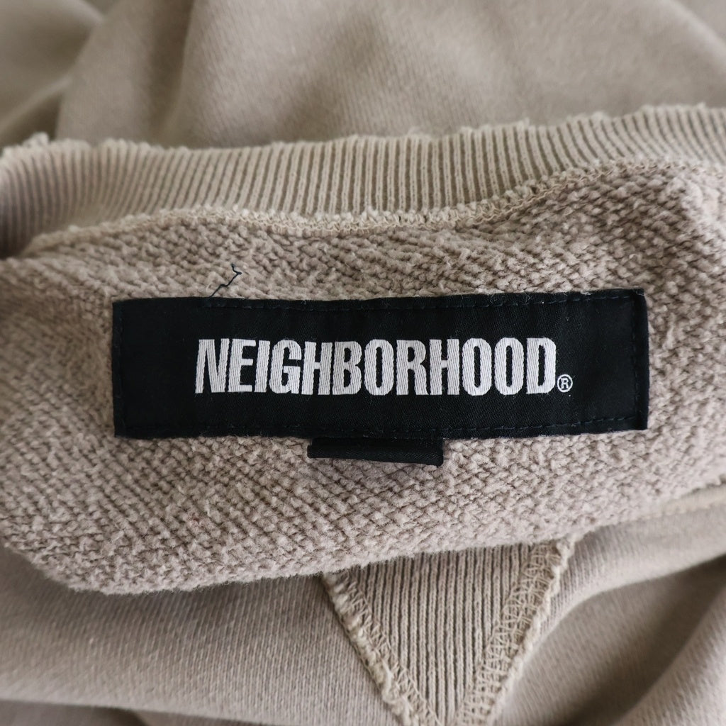 NEIGHBORHOOD(ネイバーフッド) 23AW DAMAGE SWEATSHIRT LS ダメージ加工 クルーネックスウェットトレーナー グレージュ 232OKNH-CSM01