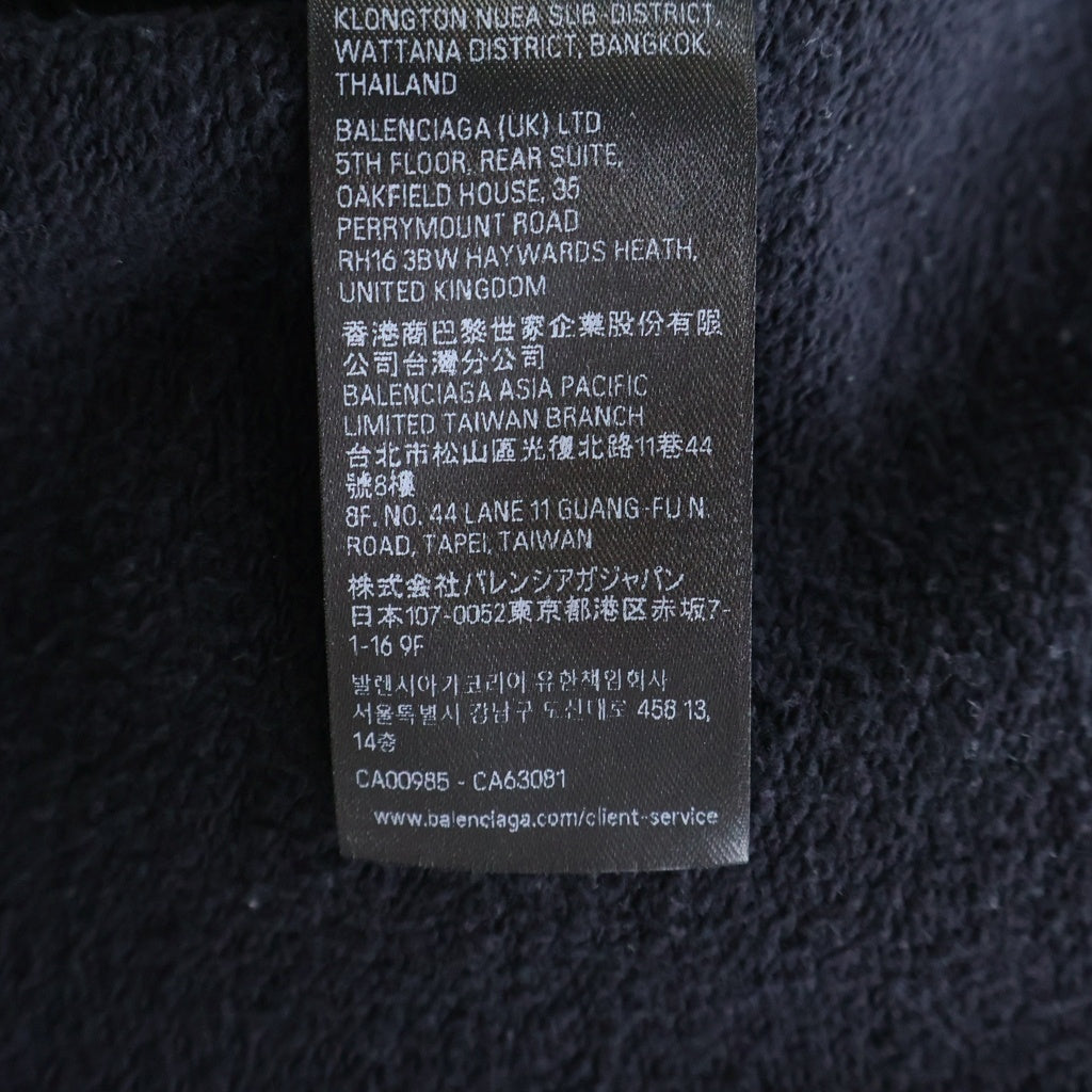BALENCIAGA(バレンシアガ) 26SS DISTERESS ZIPPER SWEATSHIRT ダメージ加工 胸テープロゴ ハーフジップスウェットトレーナー ブラック 850438 TTVL7