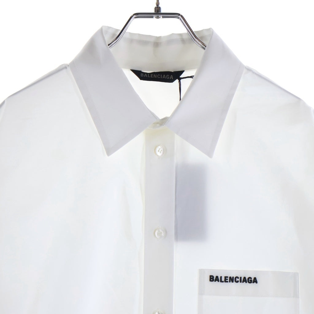 BALENCIAGA(バレンシアガ) 胸ロゴ刺繍 コットン 長袖ボタンシャツ ホワイト 830998 TRM28