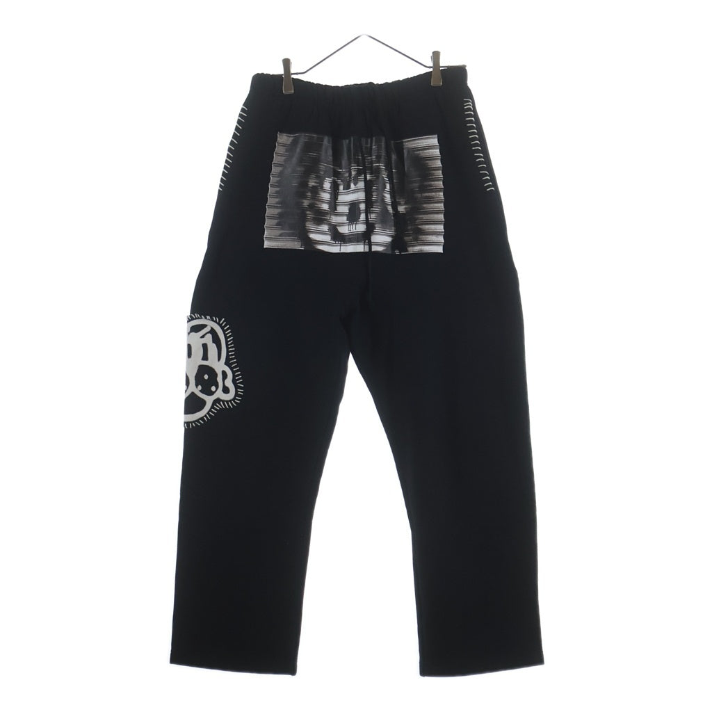 NO BRAND(ノーブランド) CHITO(チト) HAND-STITCHED SWEATPANT ハンドステッチ加工 フロントグラフィックプリント スウェットパンツ ブラック 241-50071001-15-S