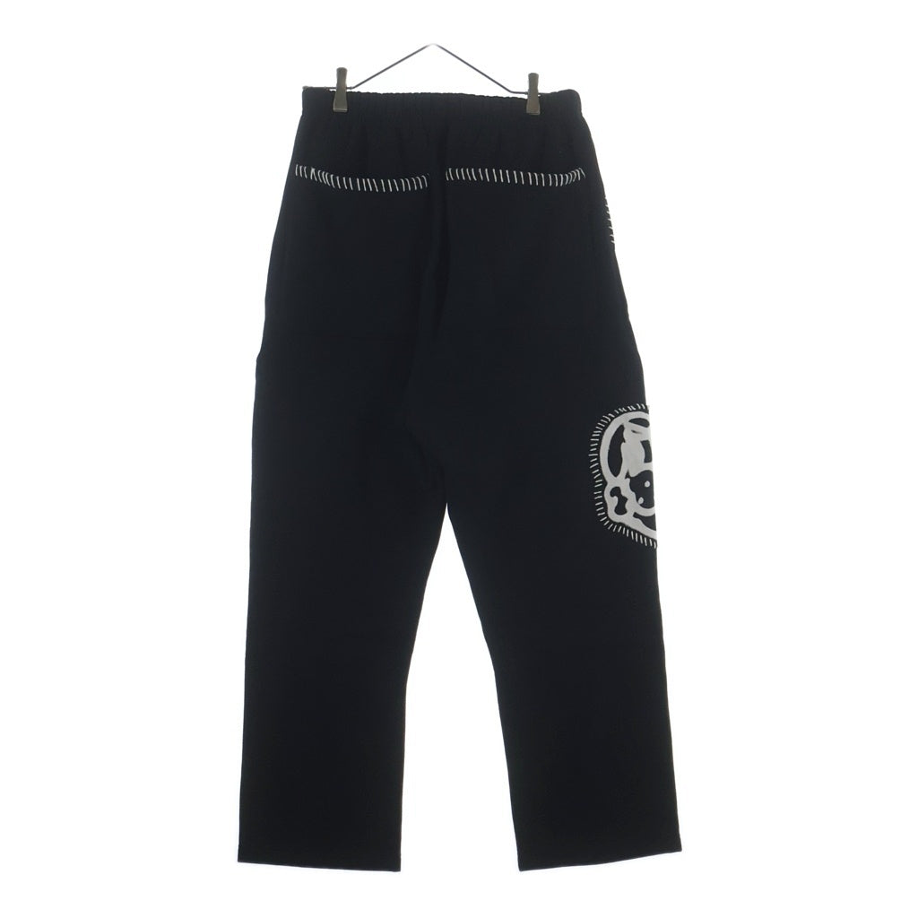 NO BRAND(ノーブランド) CHITO(チト) HAND-STITCHED SWEATPANT ハンドステッチ加工 フロントグラフィックプリント スウェットパンツ ブラック 241-50071001-15-S