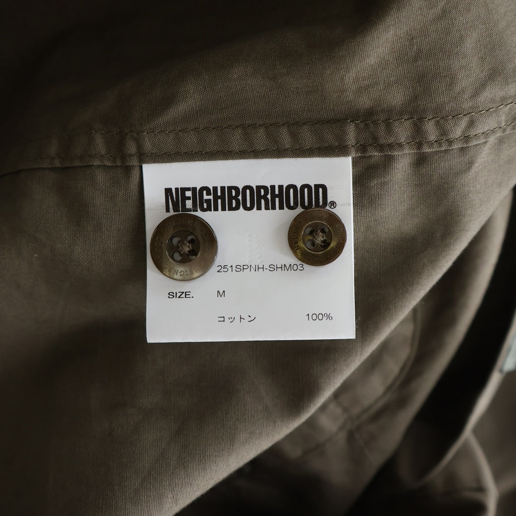 NEIGHBORHOOD(ネイバーフッド) 25SS PLAIN SHIRT LS プレーン 長袖ボタンシャツ カーキ 251SPNH-SHM03