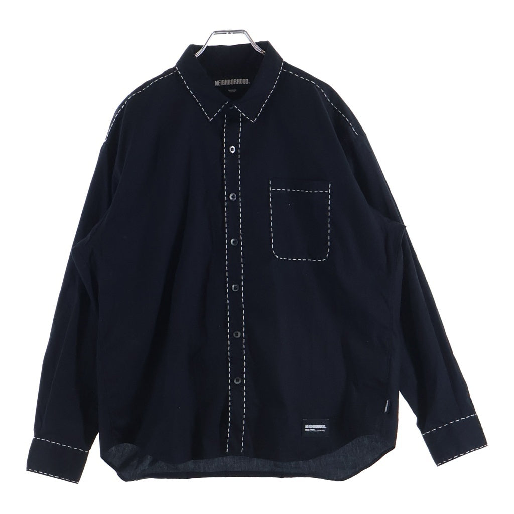 NEIGHBORHOOD(ネイバーフッド) 25SS HAND STITCHING SHIRT LS ハンドステッチ加工 長袖ボタンシャツ ブラック 251AQNH-SHM08