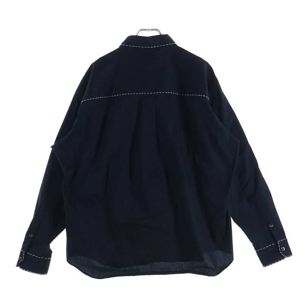 NEIGHBORHOOD(ネイバーフッド) 25SS HAND STITCHING SHIRT LS ハンドステッチ加工 長袖ボタンシャツ ブラック 251AQNH-SHM08