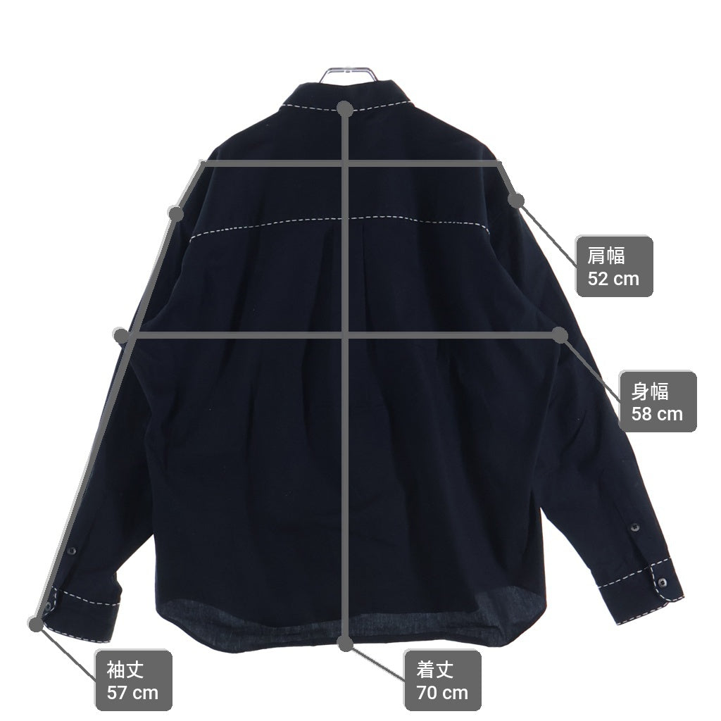 NEIGHBORHOOD(ネイバーフッド) 25SS HAND STITCHING SHIRT LS ハンドステッチ加工 長袖ボタンシャツ ブラック 251AQNH-SHM08