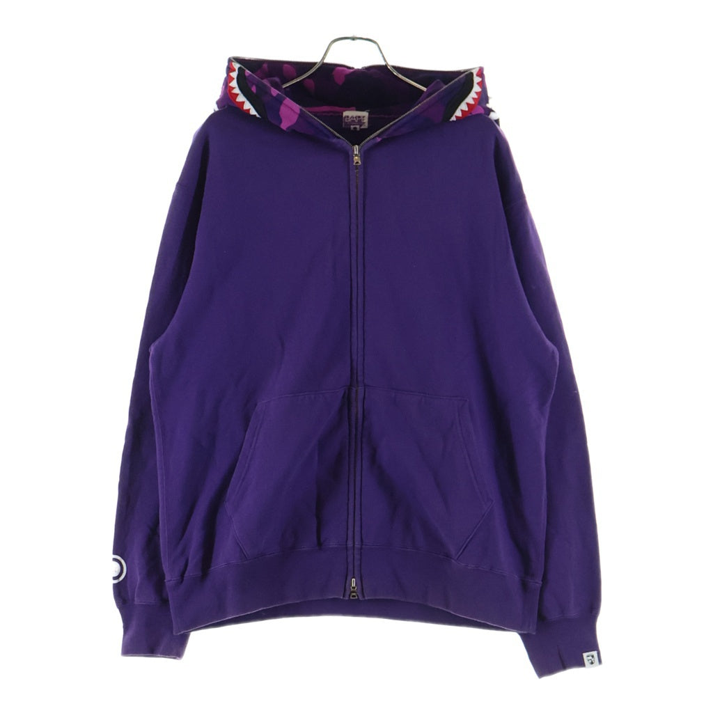A BATHING APE(アベイシングエイプ) 90-00S OLD SHARK FULL ZIP HOODIE フランケンタグ シャーク スウェット フルジップアップパーカー フーディ パープル